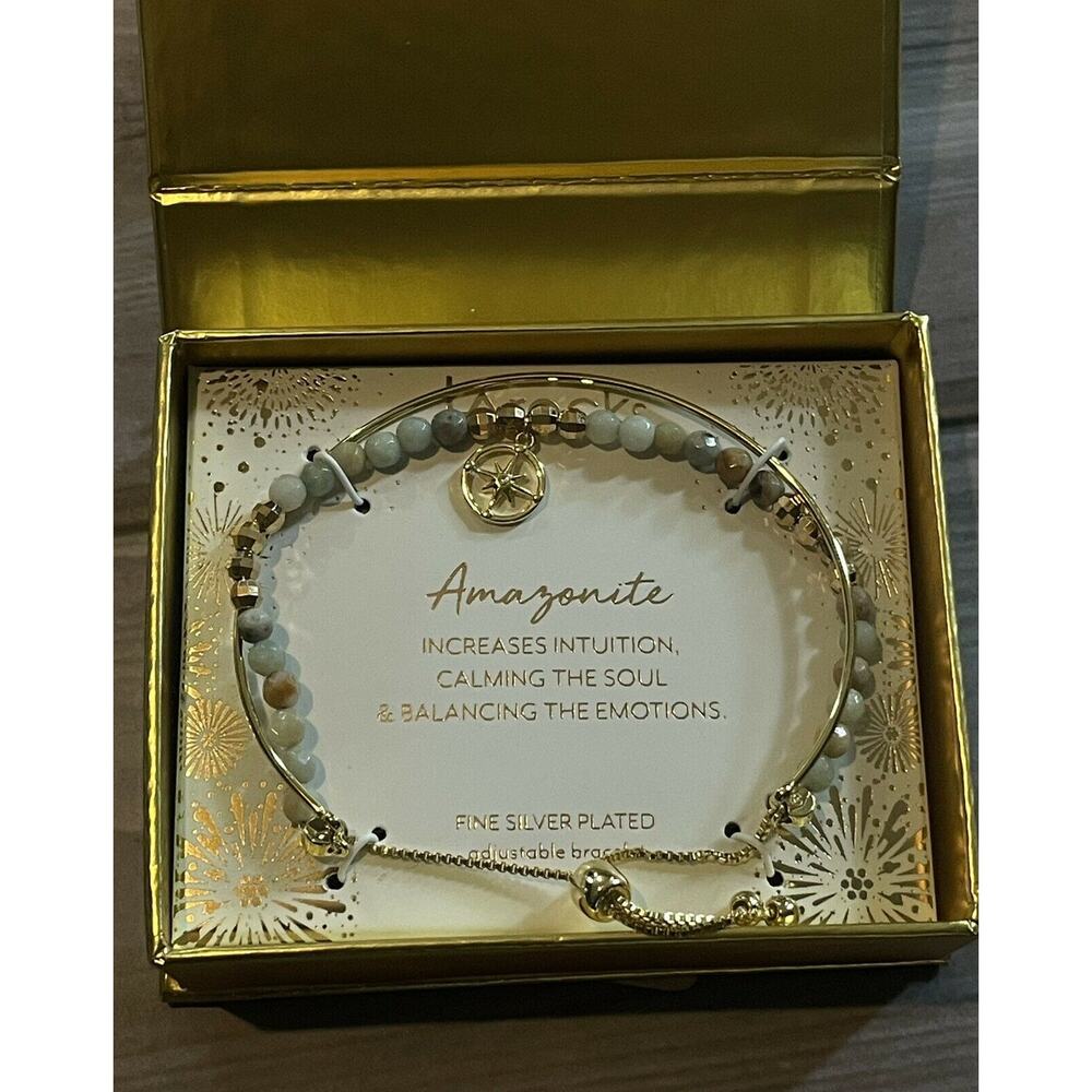 LA ROCKS Amazonite Adjustable Cuff BRACELET - Picture 2 of 2